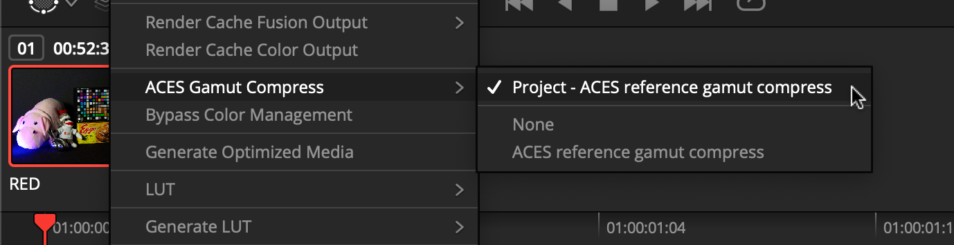 DaVinci Resolve clip level RGC setting